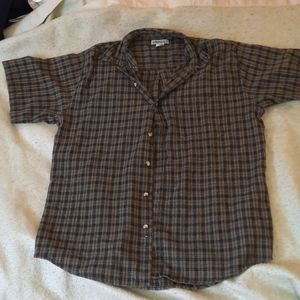 Aeropostale green/blue plaid button down L